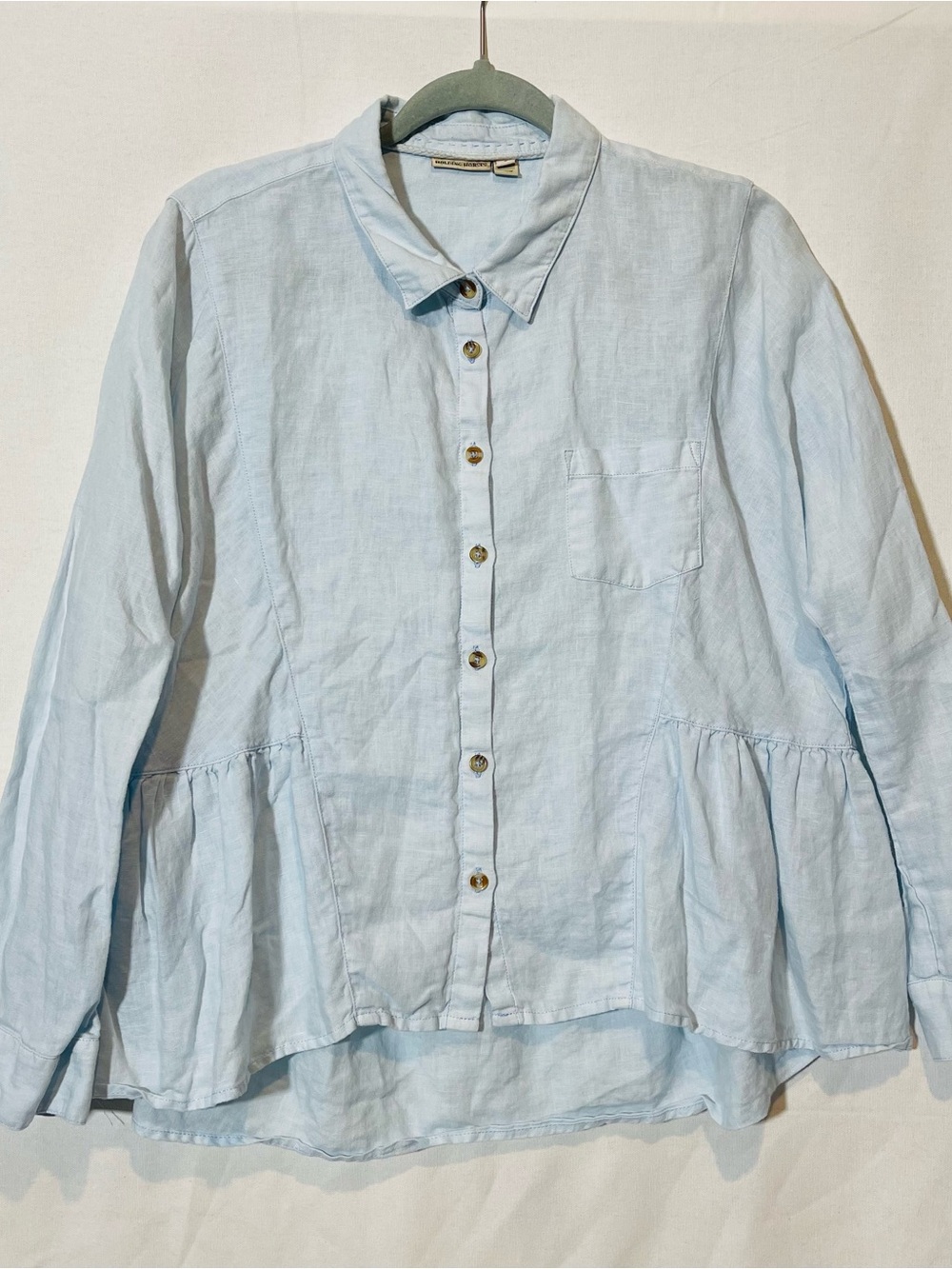 HOLDING HORSES Pale Blue Linen Shirt